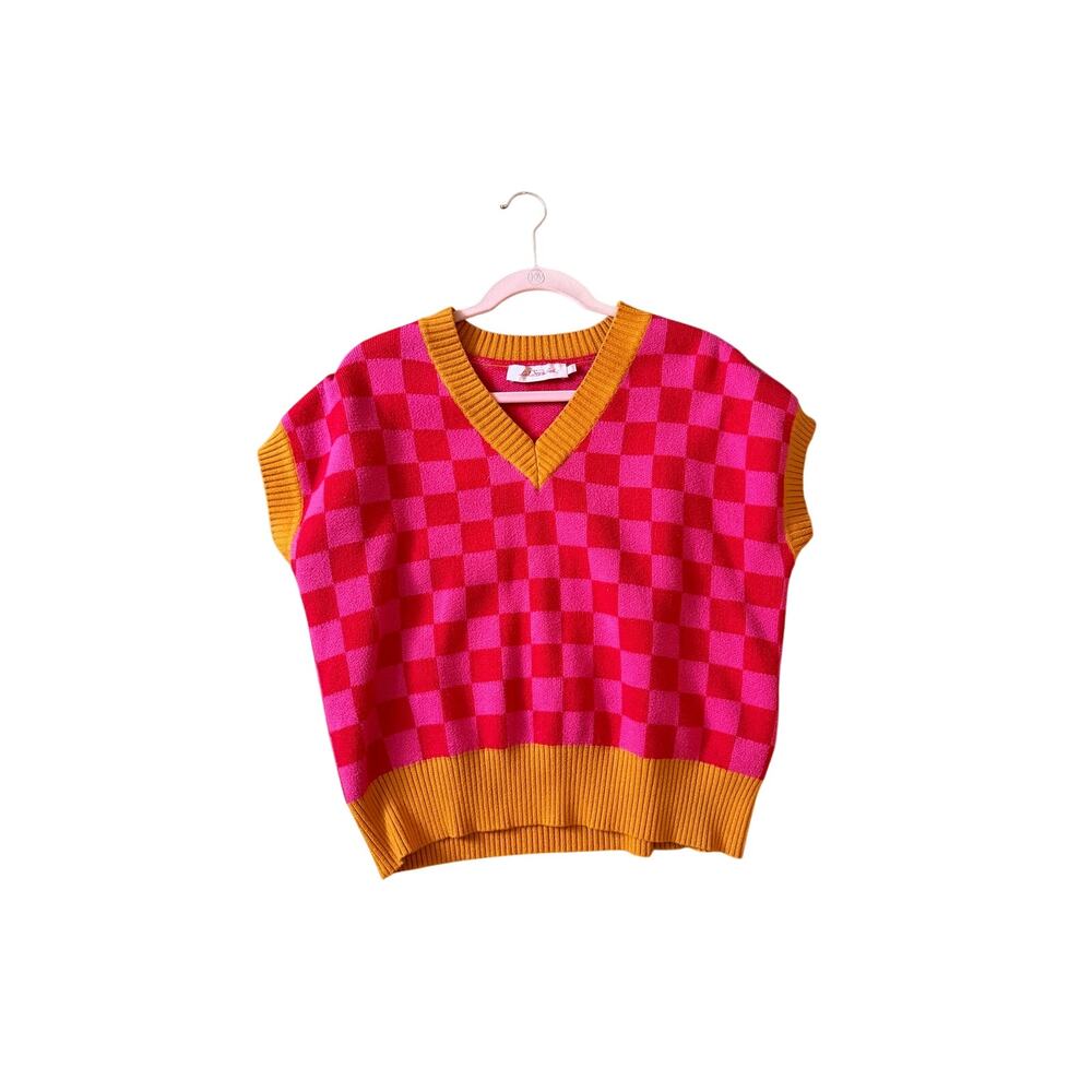 Lisa Says Gah Fangio Checkered Sweater Vest XL/2XL